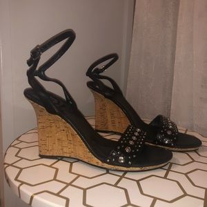 Black Strapped Wedges